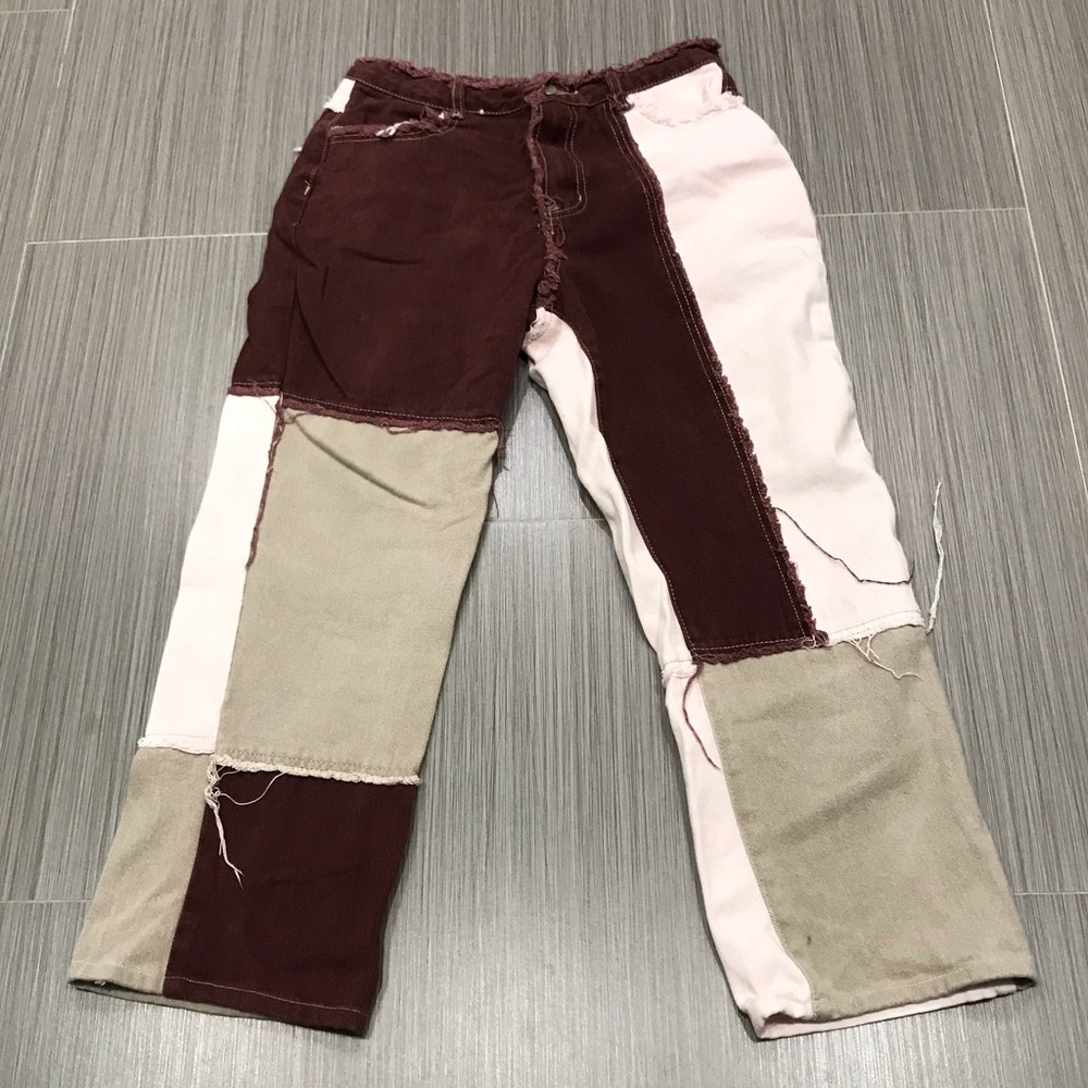 SHEIN High Waisted Slant Pocket Spliced Jeans